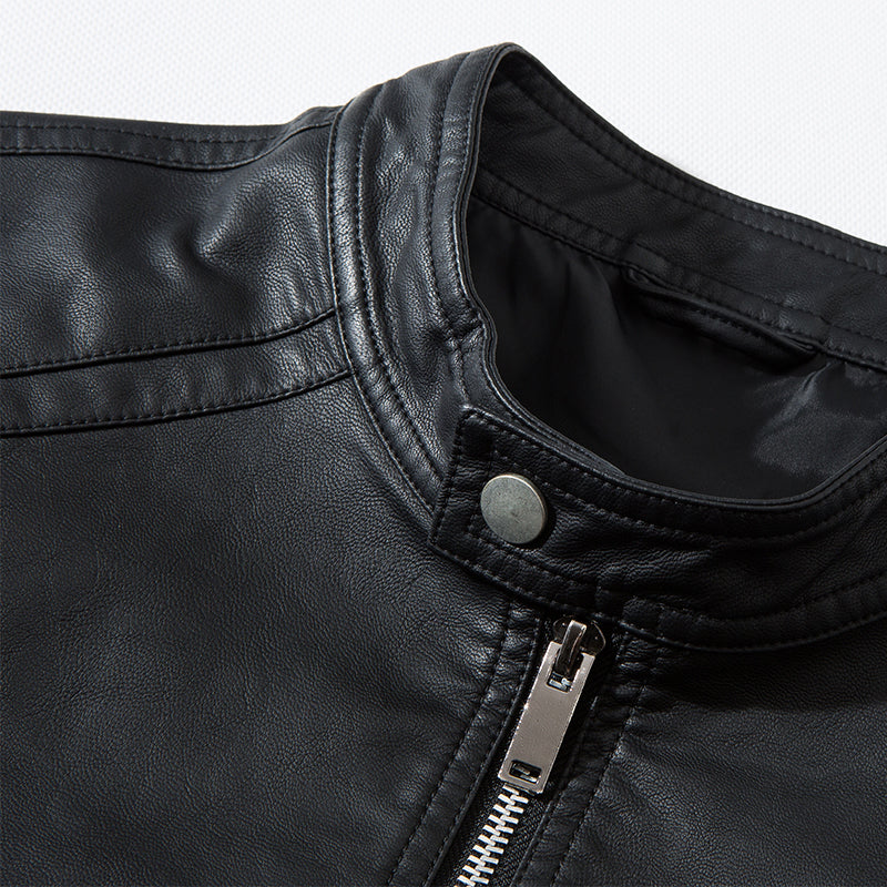 Funki Findz | Jackets | Men's Faux Leather Stand Collar Jacket