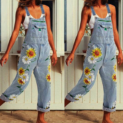 Funki Findz | Pants | Women's  Fashion Daisy Print Bib Overalls
