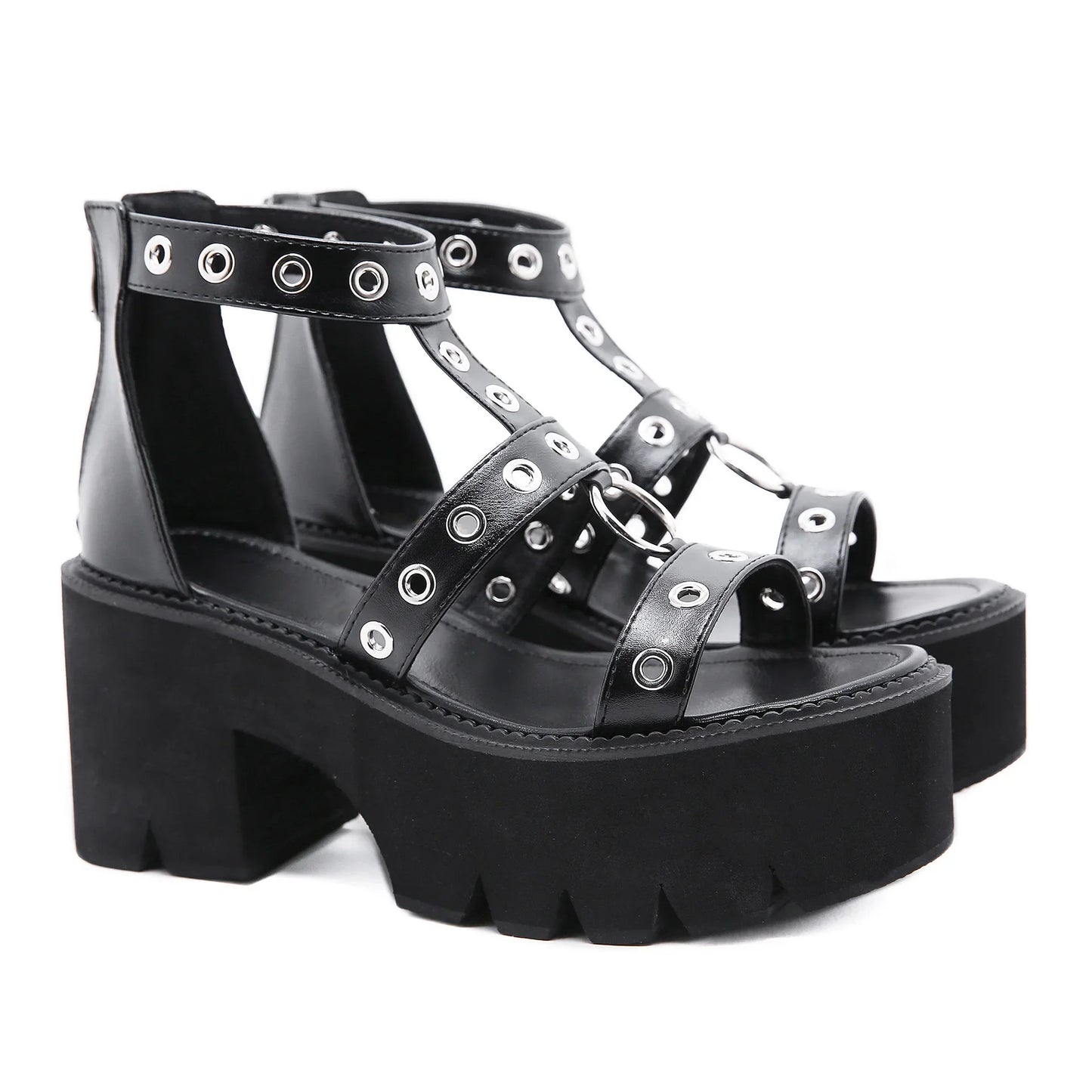 Funki Findz | Shoes | Women's Gothic Rivet Ring Platform Sandal