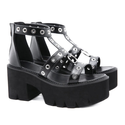 Funki Findz | Shoes | Women's Gothic Rivet Ring Platform Sandal