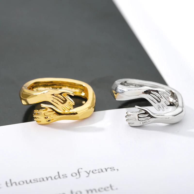 Funki Findz | Rings | Unisex Adjustable Holding Hands Hug Ring