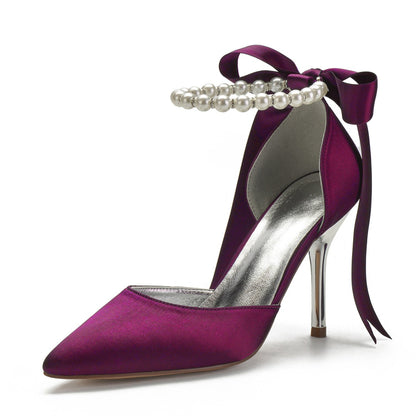 Funki Findz | Shoes | Women's Satin Pearls High Wedding Shoes