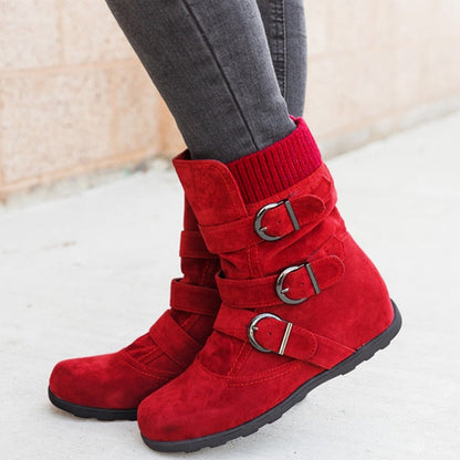 Funki Findz | Boots | Women's Buckled Suede Snow Ankle Boots