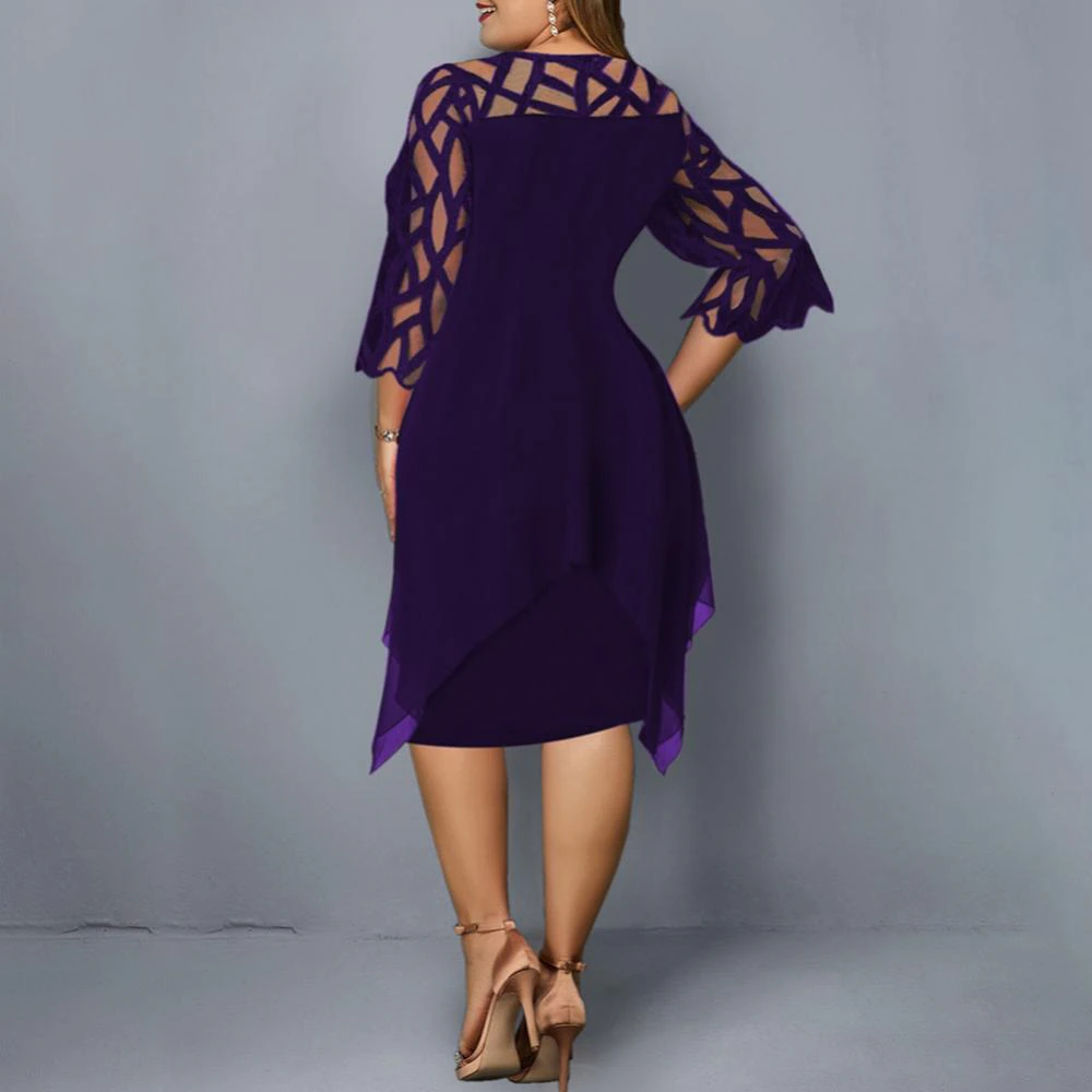 Funki Findz | Dresses | Women's Plus Size Lace Mesh Midi Dress