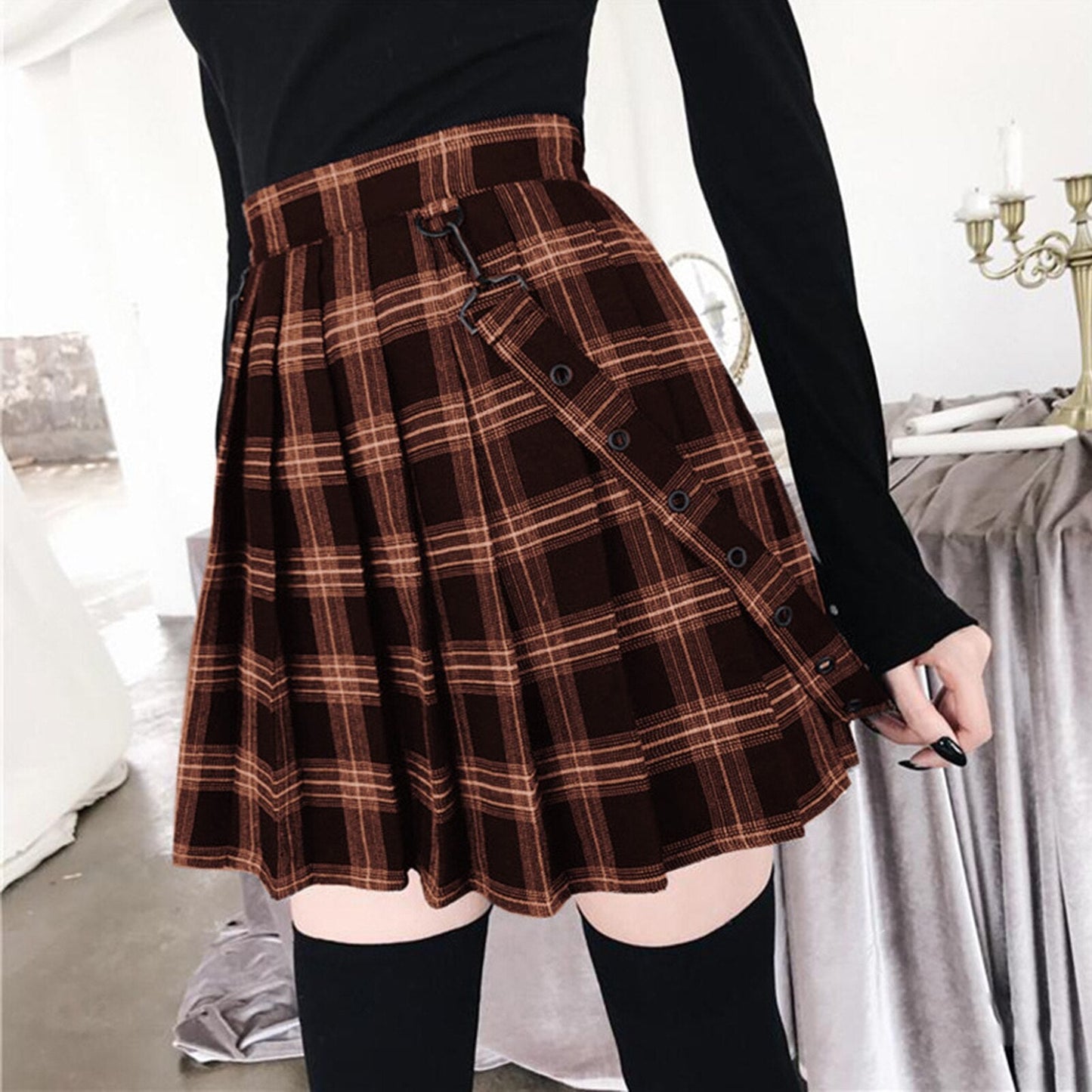 Funki Findz | Skirts | Women's Gothic Suspender Mini Skirt | Plaid