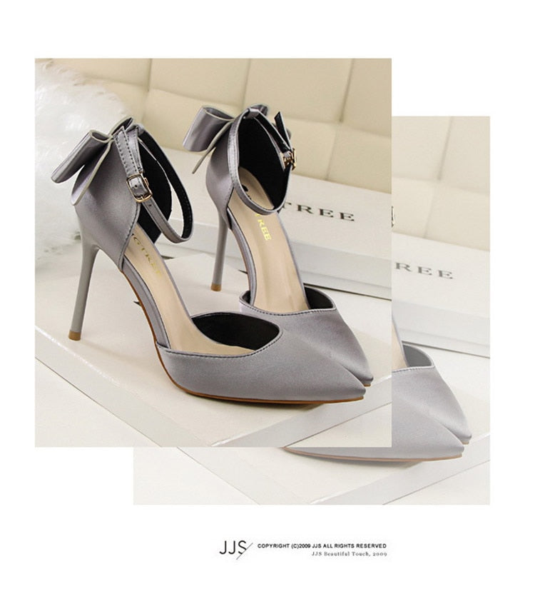 Funki Findz | Shoes | Women's Elegant Silk Bow Stiletto Pumps