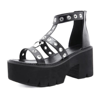 Funki Findz | Shoes | Women's Gothic Rivet Ring Platform Sandal