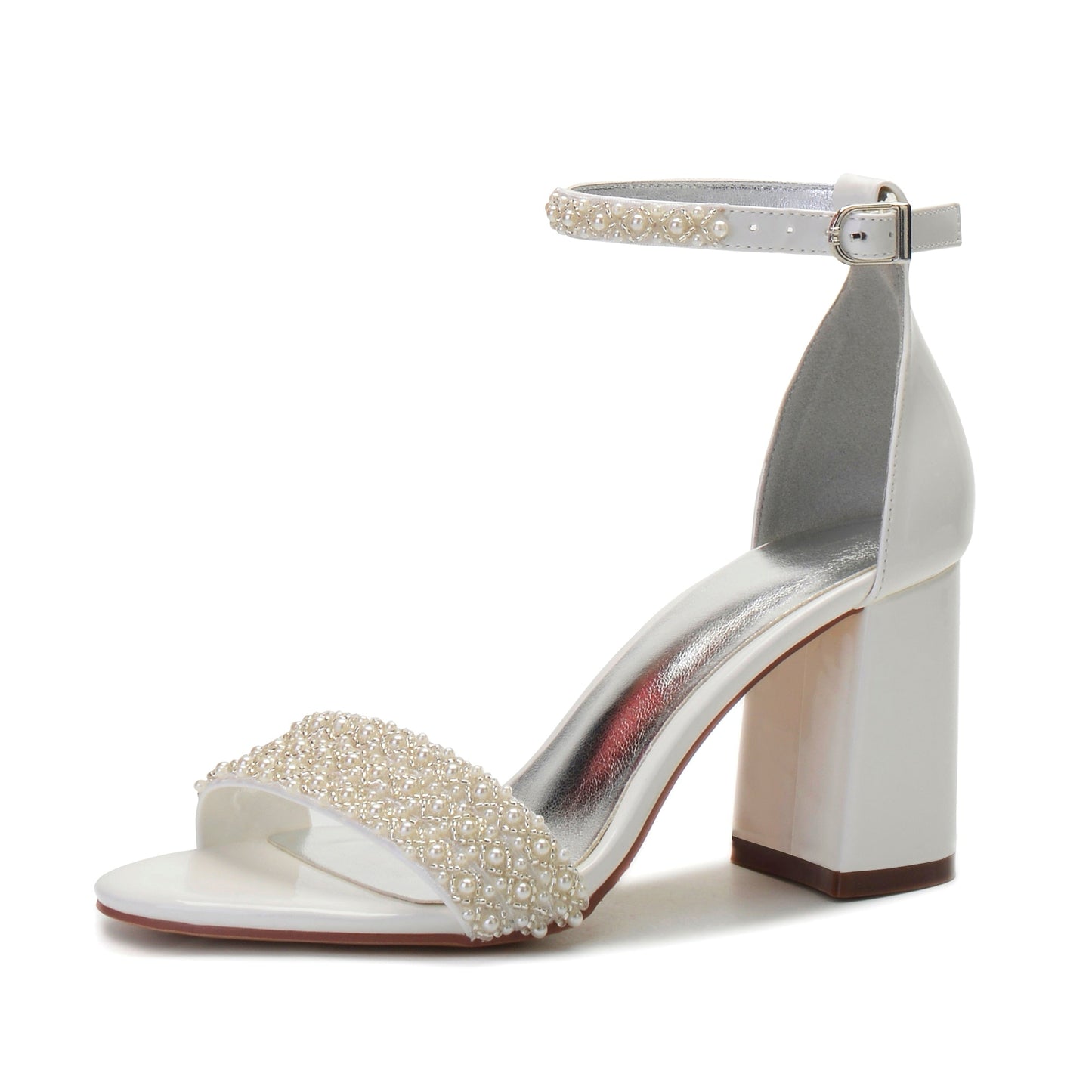 Funki Findz | Shoes | Women's Block Heel Pearl Bridal Sandals
