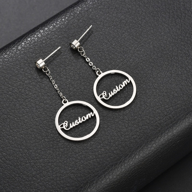 Funki Findz | Earrings | Custom Name Phrase Initial Drop Earring