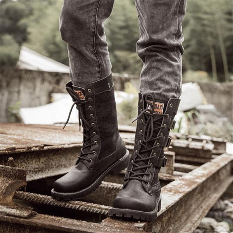 Funki Findz | Boots | Men's Gothic Motorcycle Mid-Calf Boots