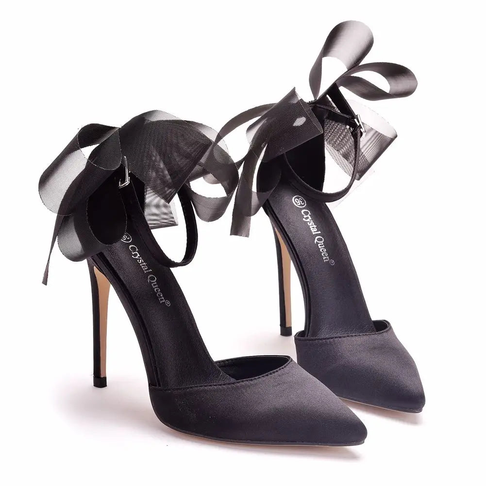 Funki Findz | Shoes | Women's Chiffon Bow Silk Bridal Stilettos