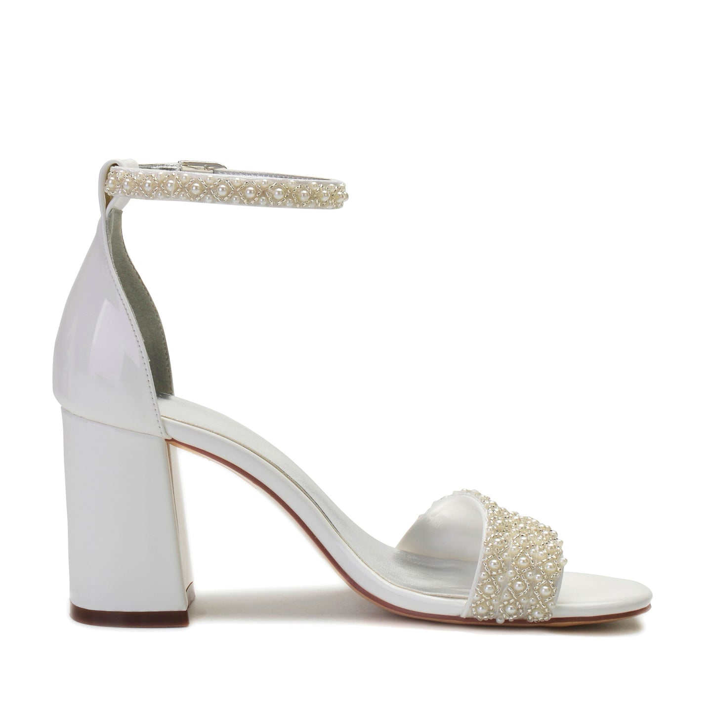 Funki Findz | Shoes | Women's Block Heel Pearl Bridal Sandals
