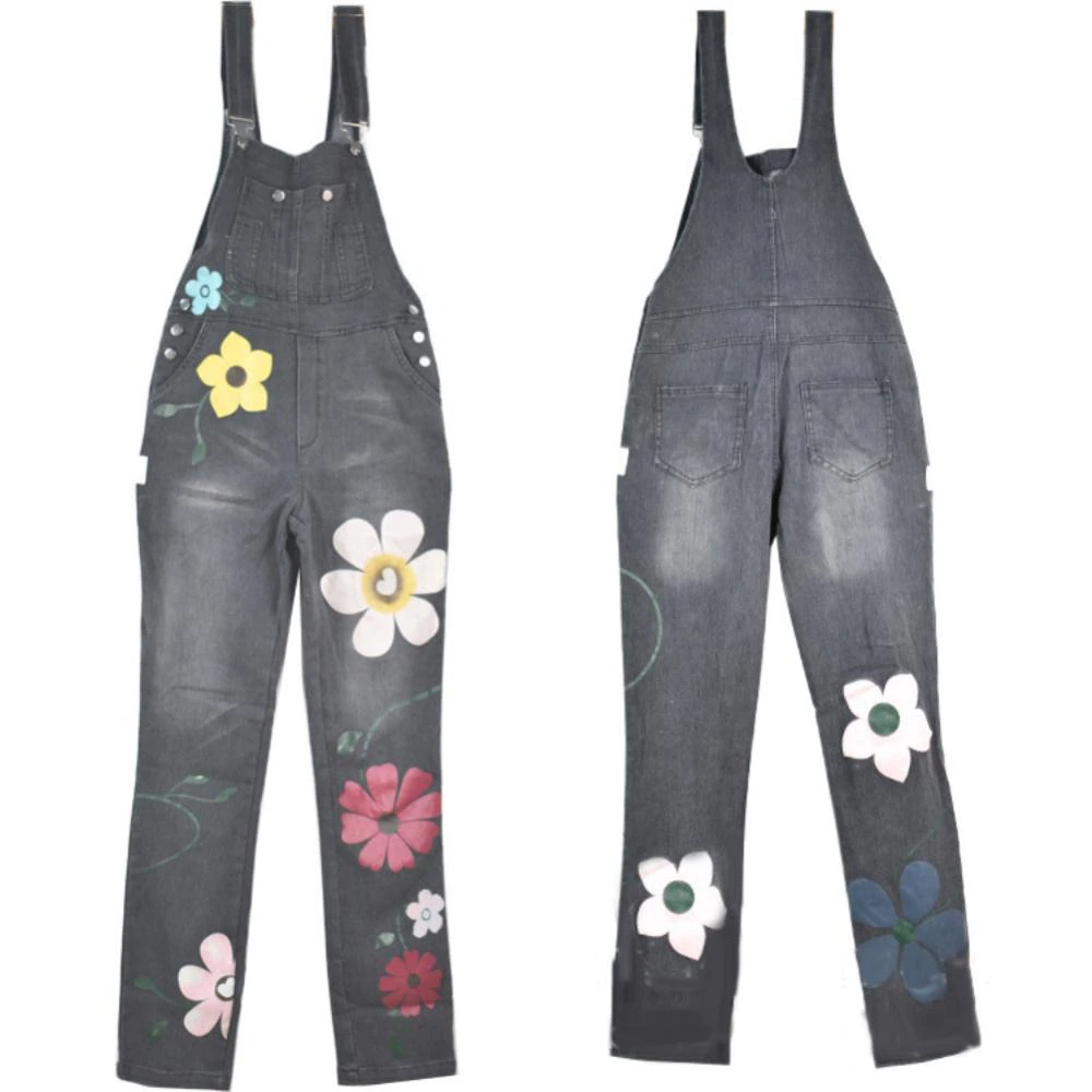 Funki Findz | Pants | Women's Floral Denim Suspender Overalls