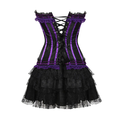 Funki Findz | Dresses | Women's Gothic Satin Lace Corset Dress