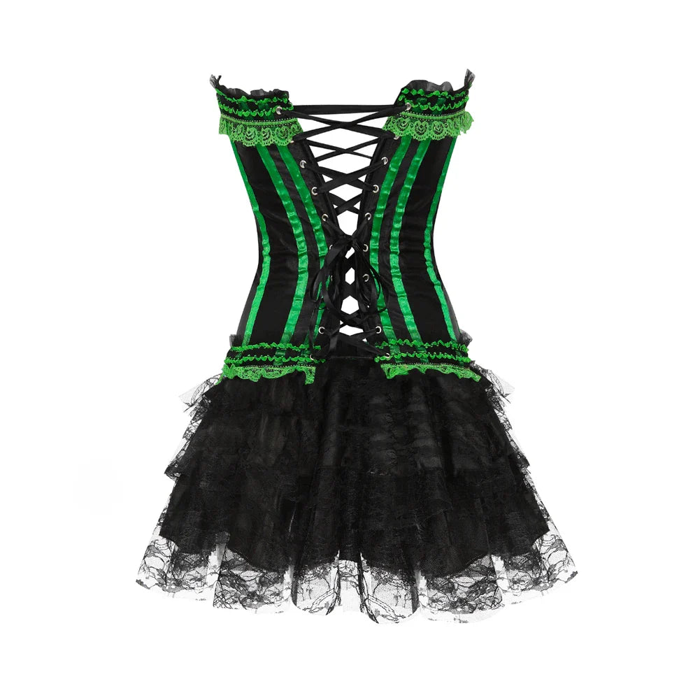 Funki Findz | Dresses | Women's Gothic Satin Lace Corset Dress
