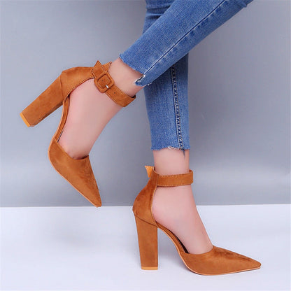 Funki Findz | Shoes | Women's High Block Heel Flock Party Shoe