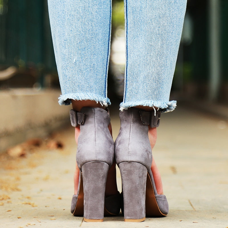 Funki Findz | Shoes | Women's High Block Heel Flock Party Shoe