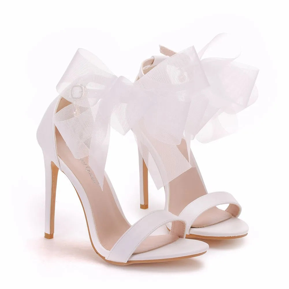 Funki Findz | Shoes | Women's Chiffon Bow High Bridal Sandals