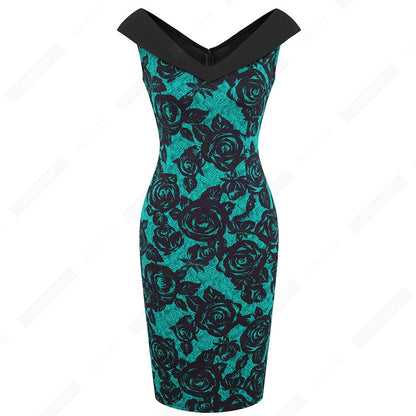 Funki Findz | Dresses | Women's Floral Cocktail Pencil Dress