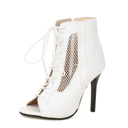 Funki Findz | Boots | Women's Open Toe Lace Up Granny Boots