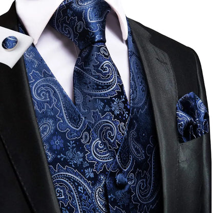 Funki Findz | Vests | Men's Formal 4 Pcs Silk Slim Waistcoat Sets
