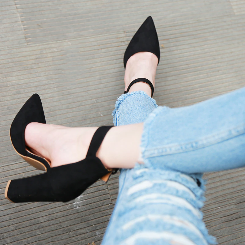 Funki Findz | Shoes | Women's High Block Heel Flock Party Shoe
