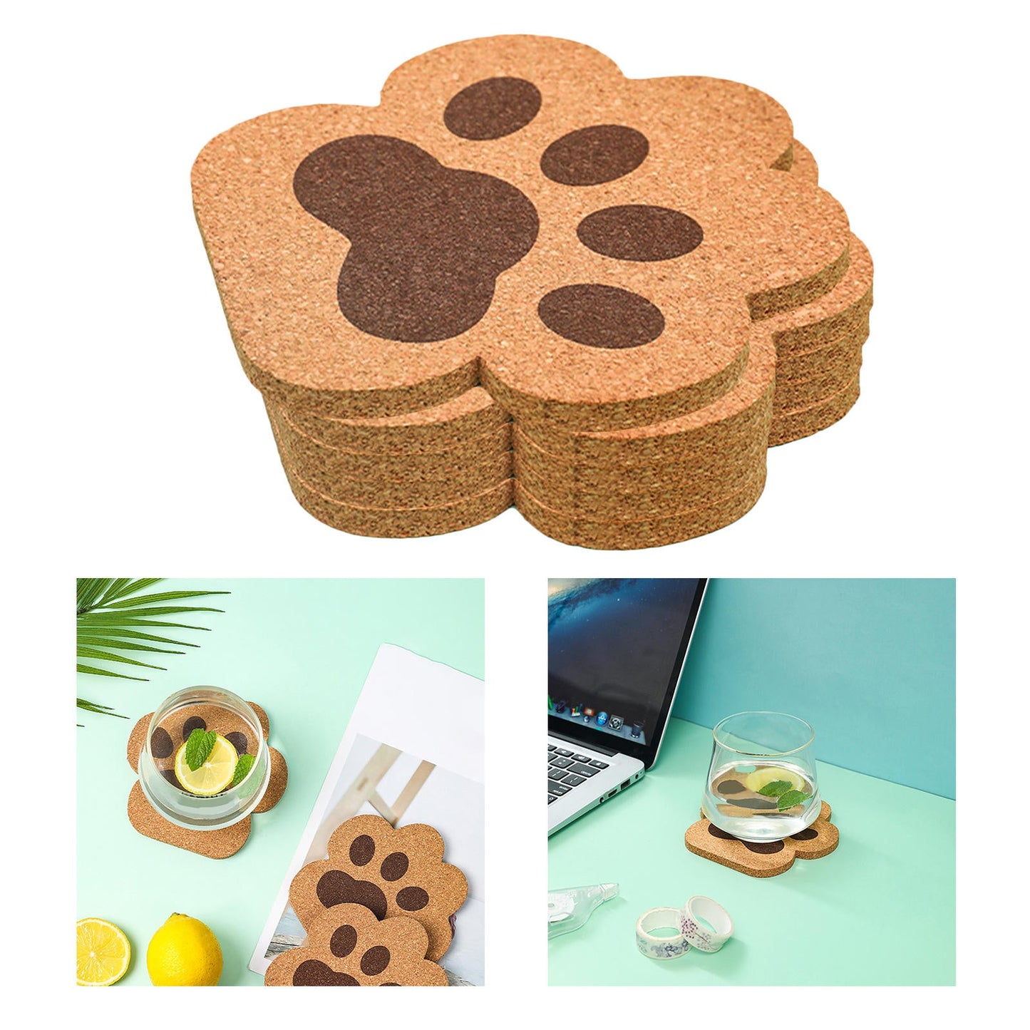 Funki Findz | Coasters | Cute Cat Paw Cork Coasters 5 Pcs