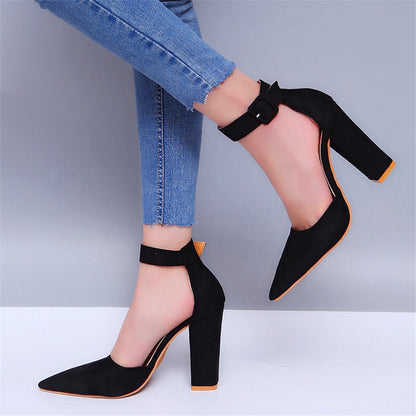 Funki Findz | Shoes | Women's High Block Heel Flock Party Shoe