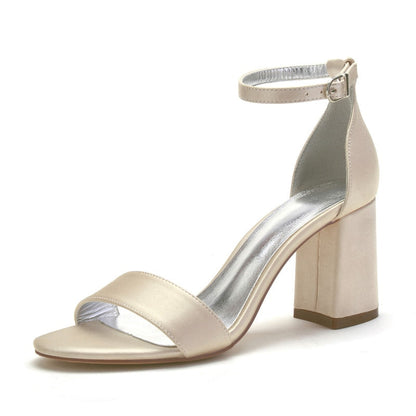 Funki Findz | Shoes | Women's Satin Block Heel Wedding Sandal