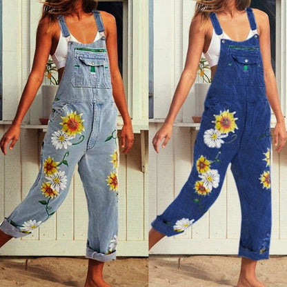 Funki Findz | Pants | Women's  Fashion Daisy Print Bib Overalls