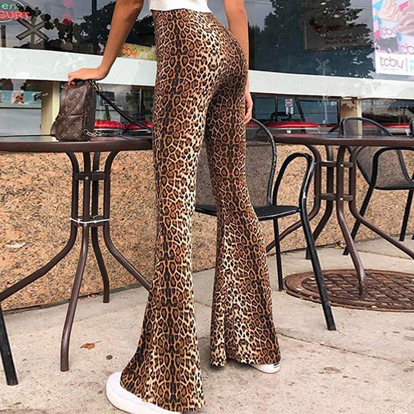 Funki Findz | Pants | Women's Leopard Print Stretch Flared Pants