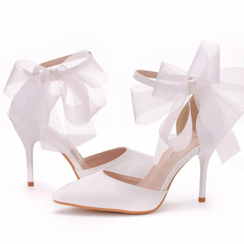 Funki Findz | Shoes | Women's Chiffon Bow Silk Bridal Stilettos