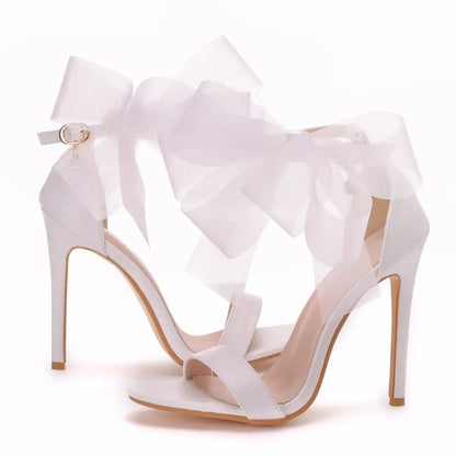 Funki Findz | Shoes | Women's Chiffon Bow High Bridal Sandals