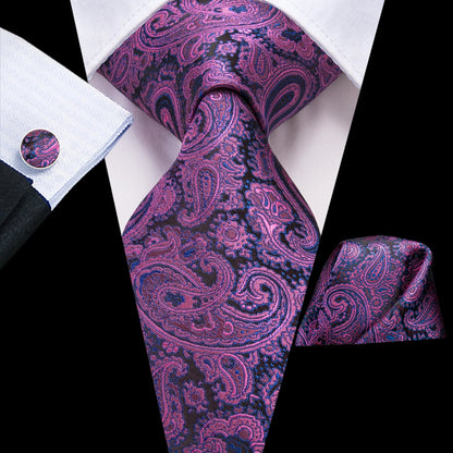 Funki Findz | Neckties | Men's Purple Silk Wedding 3Pcs Tie Set
