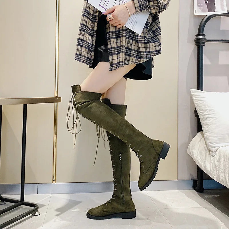 Funki Findz | Boots | Women's Over Knee Lace Up Long Boots