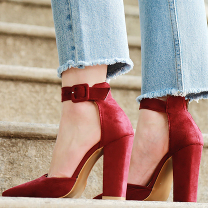 Funki Findz | Shoes | Women's High Block Heel Flock Party Shoe