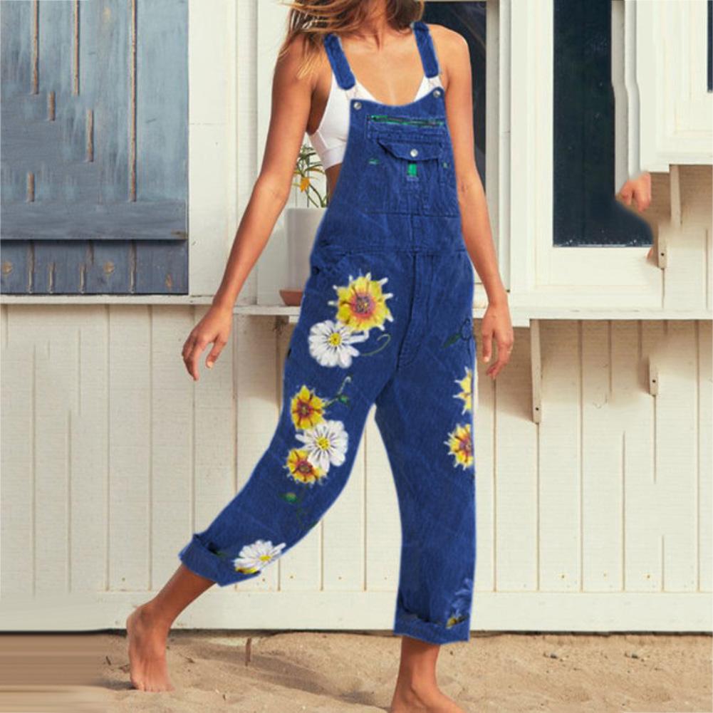Funki Findz | Pants | Women's Sunflower Denim Bib Overalls