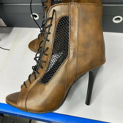 Funki Findz | Boots | Women's Open Toe Lace Up Granny Boots