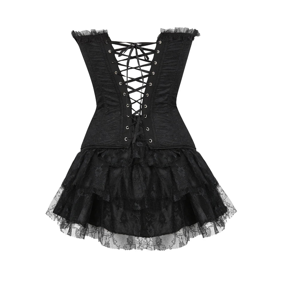 Funki Findz | Dresses | Women's Gothic Satin Lace Corset Dress