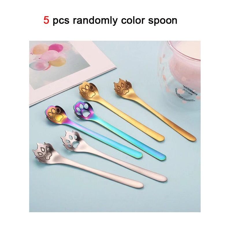 Funki Findz | Spoons | Cute Cat Paw Coffee Spoons 5 Pcs Set