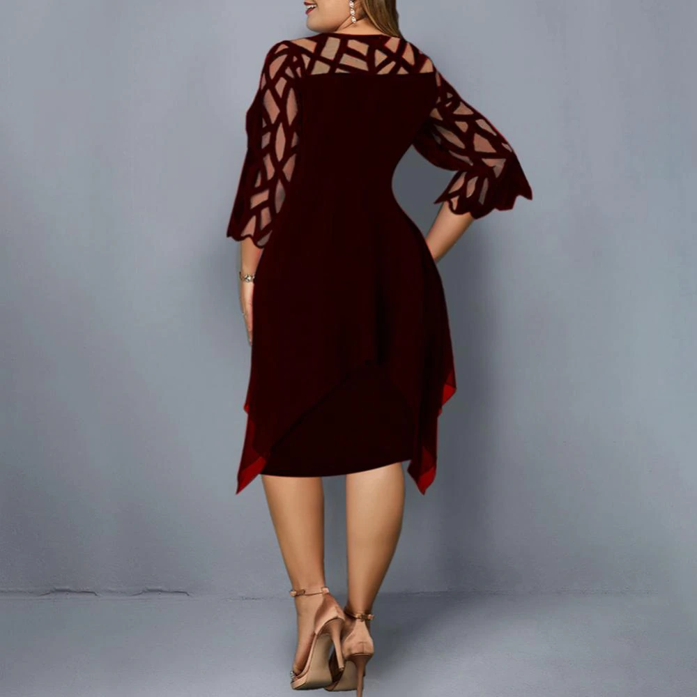 Funki Findz | Dresses | Women's Plus Size Lace Mesh Midi Dress