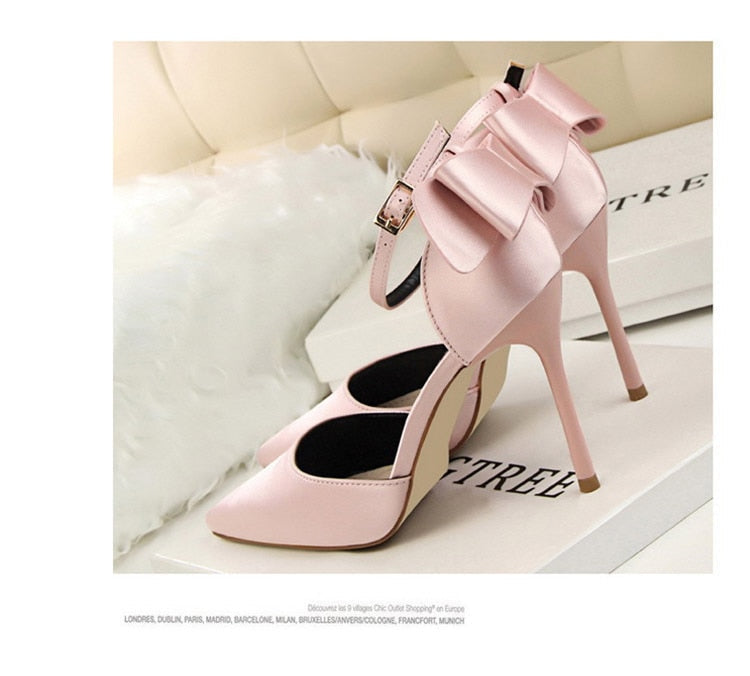 Funki Findz | Shoes | Women's Elegant Silk Bow Stiletto Pumps