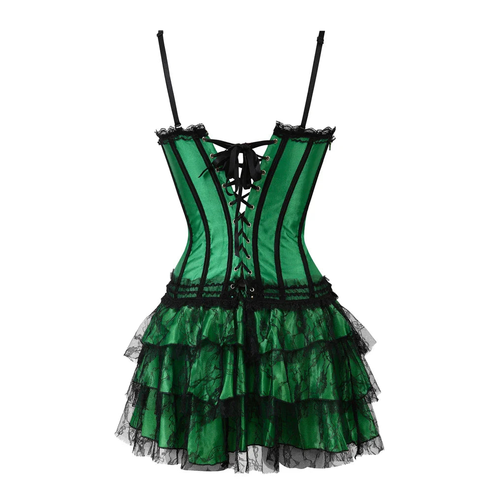 Funki Findz | Dresses | Women's Gothic Satin Lace Corset Dress