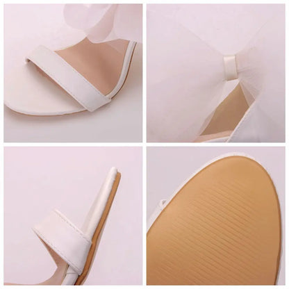 Funki Findz | Shoes | Women's Chiffon Bow High Bridal Sandals
