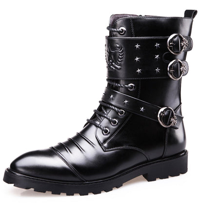 Funki Findz | Boots | Men's Punk Rivet Buckle Motorcycle Boots