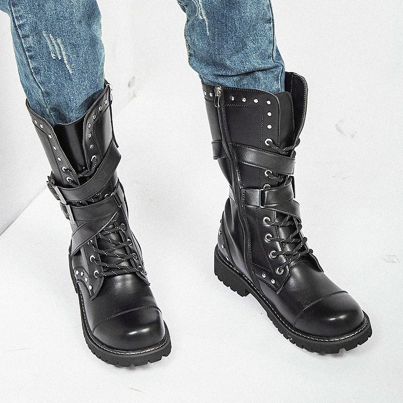 Funki Findz | Boots | Men's Gothic Punk Buckle Strap Biker Boots