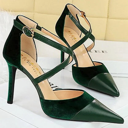 Funki Findz | Shoes | Women's Cross Strap Faux Suede Stilettos