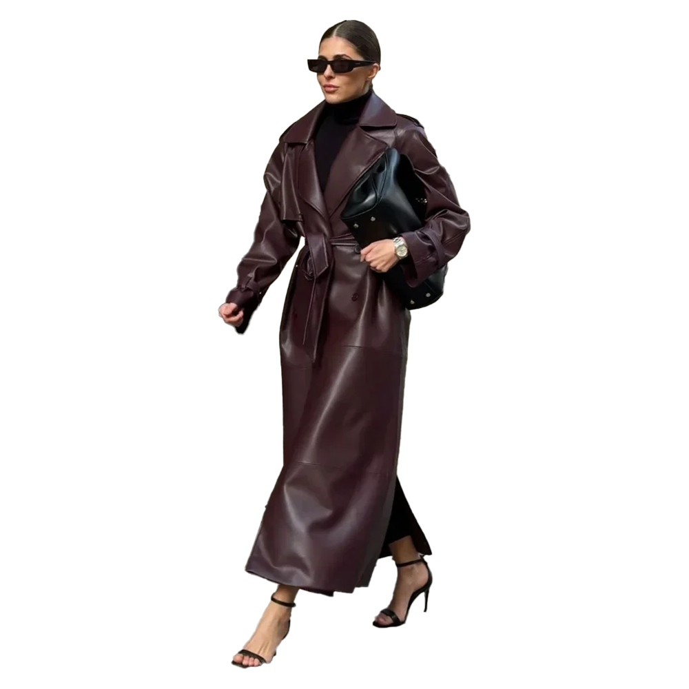 Funki Findz | Jackets | Women's Extra Long Faux Leather Coat