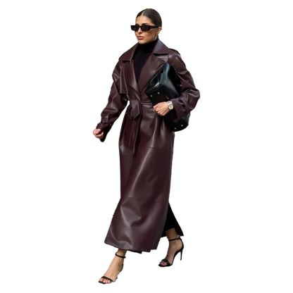 Funki Findz | Jackets | Women's Extra Long Faux Leather Coat