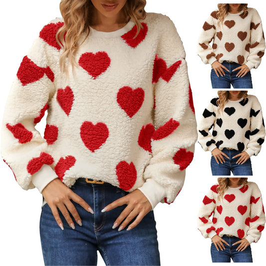 Funki Findz | Sweaters | Women's Fuzzy Heart Winter Sweatshirt